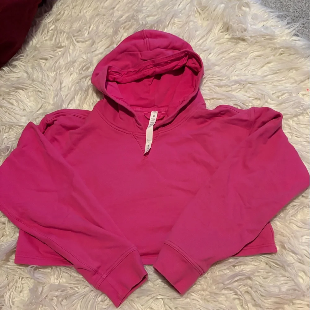 Lululemon All Yours Pink Cropped Hoodie Size 12 Pullover Sweatshirt - Picture 2 of 8
